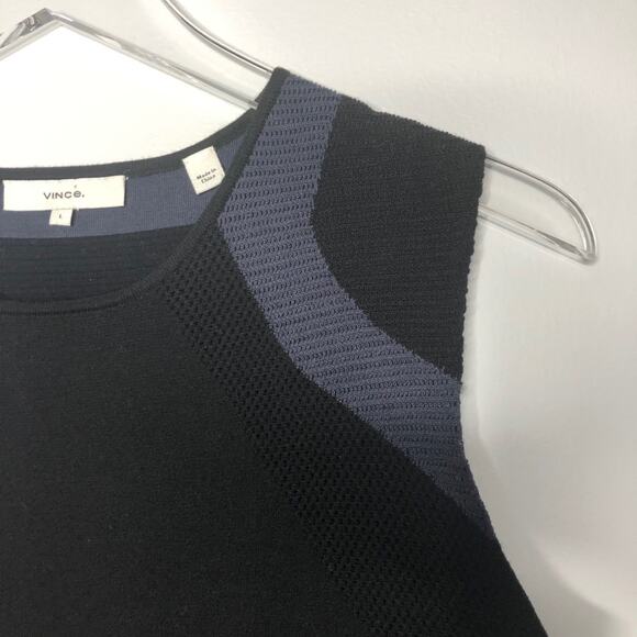 Vince Multi Stitch Wool Dress Black Hematite L New - Picture 3 of 11